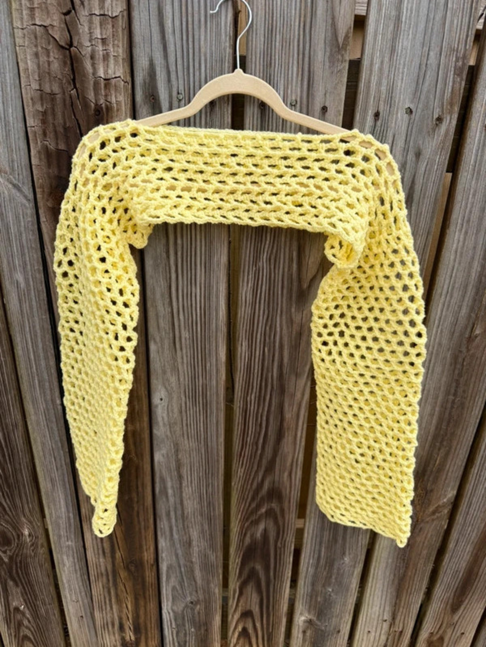 Yellow crochet shawl bolero shrug